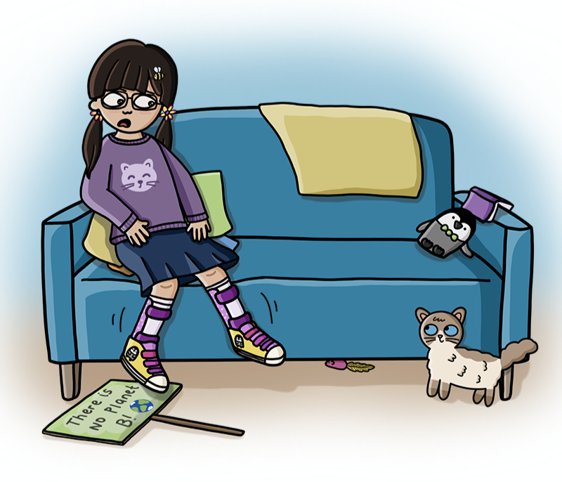 Girl sitting on sofa