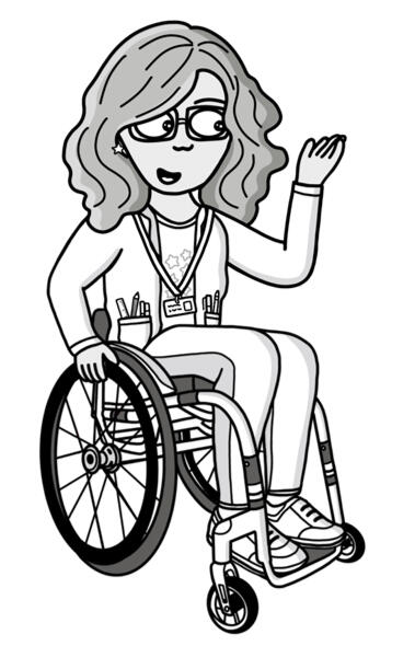 Teacher using a wheelchair